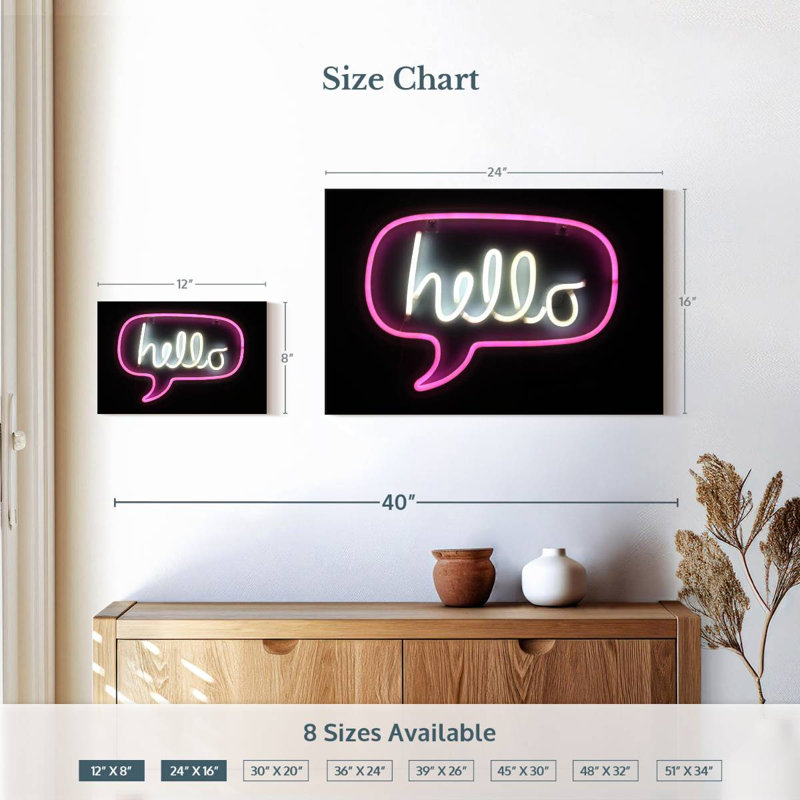 Tergel Neon Hello Sign, 16" H x 24" W