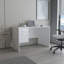 Bureau moderne Mellier avec deux tiroirs et rangement latéral, poste de travail d'ordinateur compact pour le bureau à domicile ou la salle d'étude