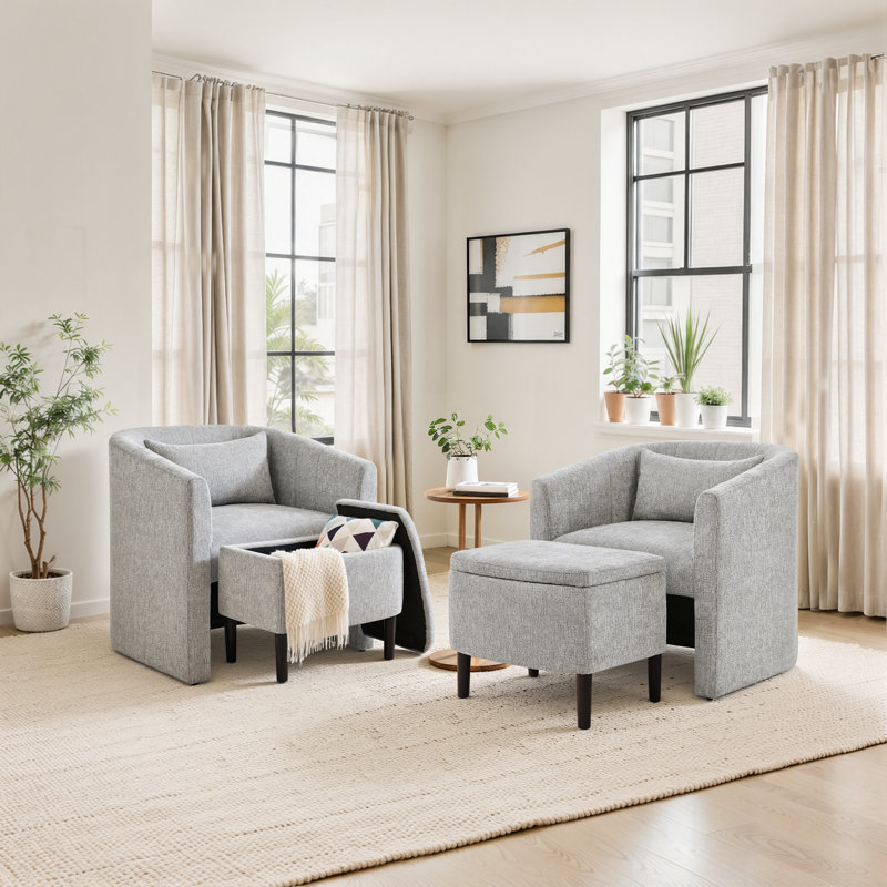 Fauteuil Lane Accent avec pouf de rangement (lot de 2), Gray