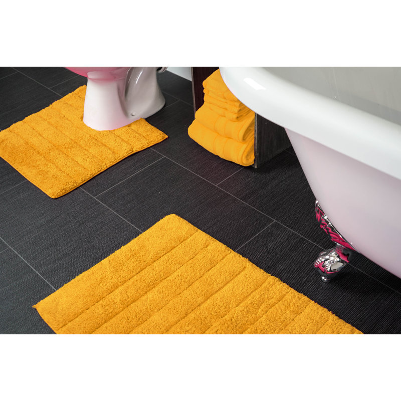 Linear Ribbed Two Piece Bath Mat Set, Mustard