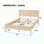 Lit plateforme grand lit en bois massif sans sommier et assemblage facile et tête de lit en bois naturel pour le salon de la chambre à coucher-1355911719