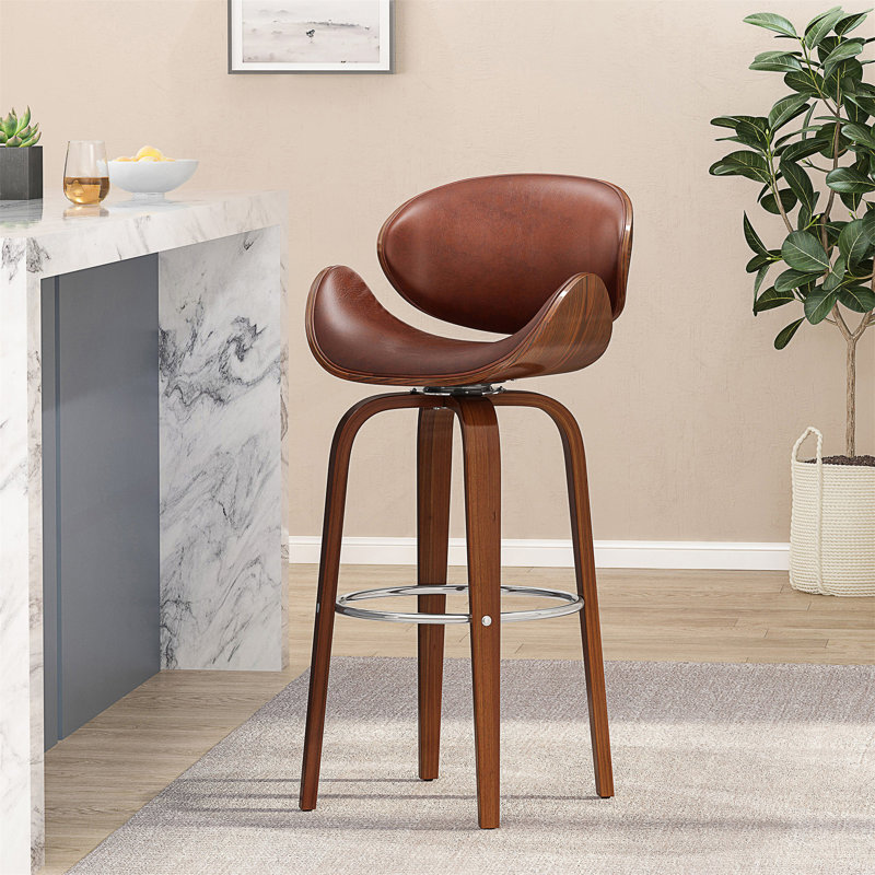 Tabouret tournant 30 "Mid-Century, Brun