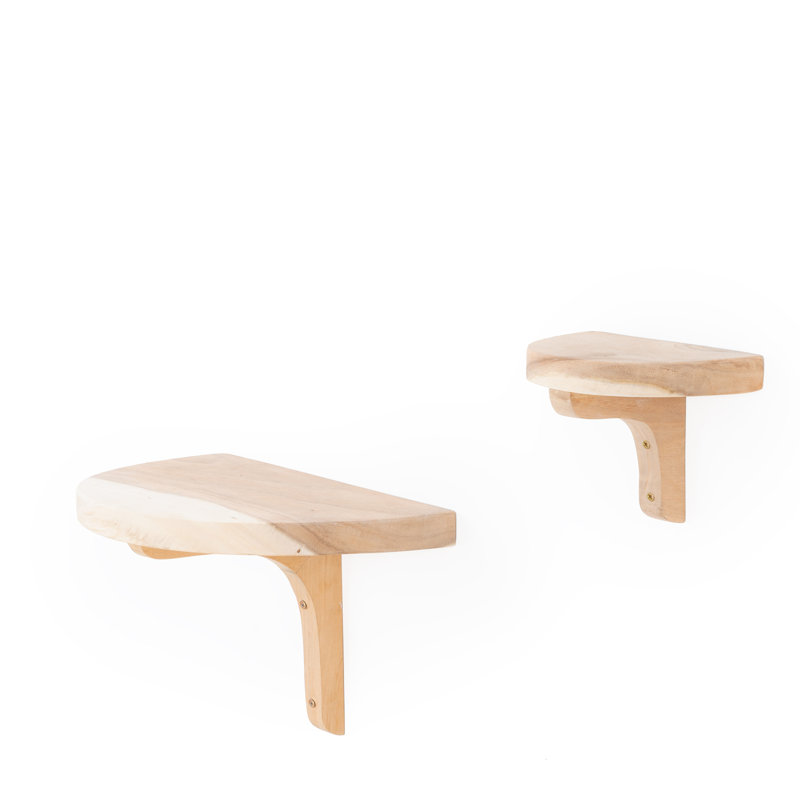 Reid Acacia Solid Wood Bracket Shelf with Adjustable Shelves, 3cm H x 25cm W x 43cm D