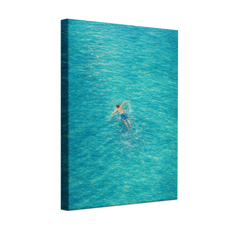 Scénario et paysages urbains nageur dans l'eau bleue d'en haut, H 40 po x l 28 po