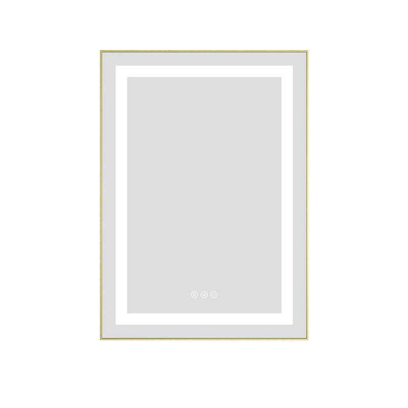 LED Bathroom Mirror with Front-lit, 3 Colors Temperature & Dimmable Light, Brushed Gold, 32" x 24"