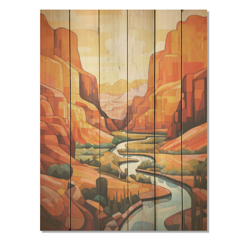 Canyon Canyon Sunset Sunset, paysage audacieux sur bois de pin naturel, H 32 po x l 24 po