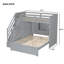Lit simple superposé au dessus d'un lit double avec escalier de rangement, garde-robe, USB et lit léger, gris-631858783