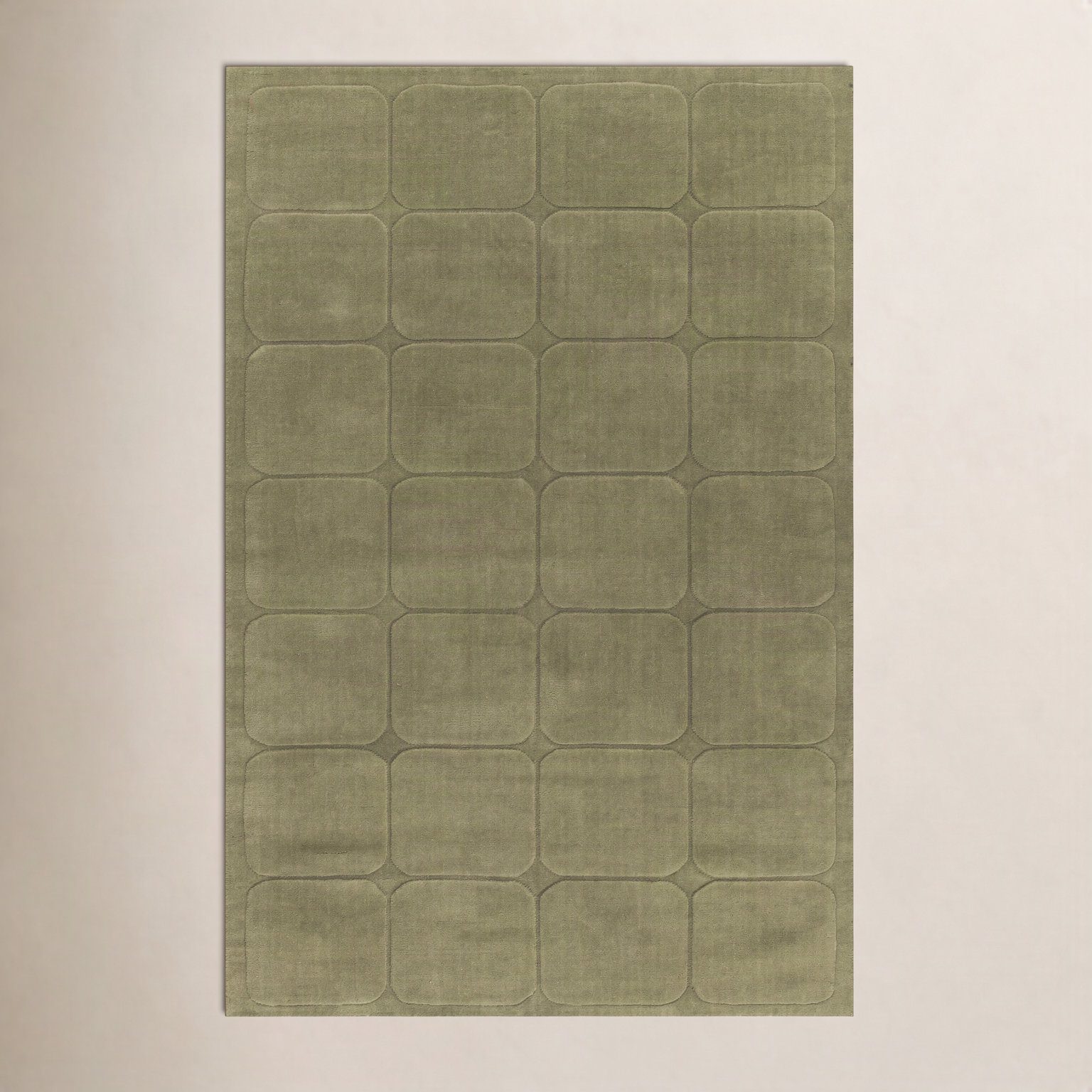 Aldery Green Hand-Loomed Geometric Wool Rug, 7'10" X 10'