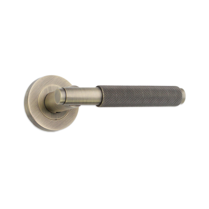 Connaught Knurled Lever on Rose Matt Antique