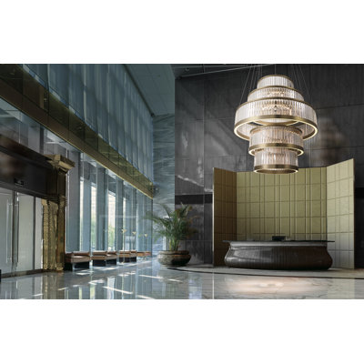 Empra, Chandelier, 5-Light, 47", Gold, Clear Crystal