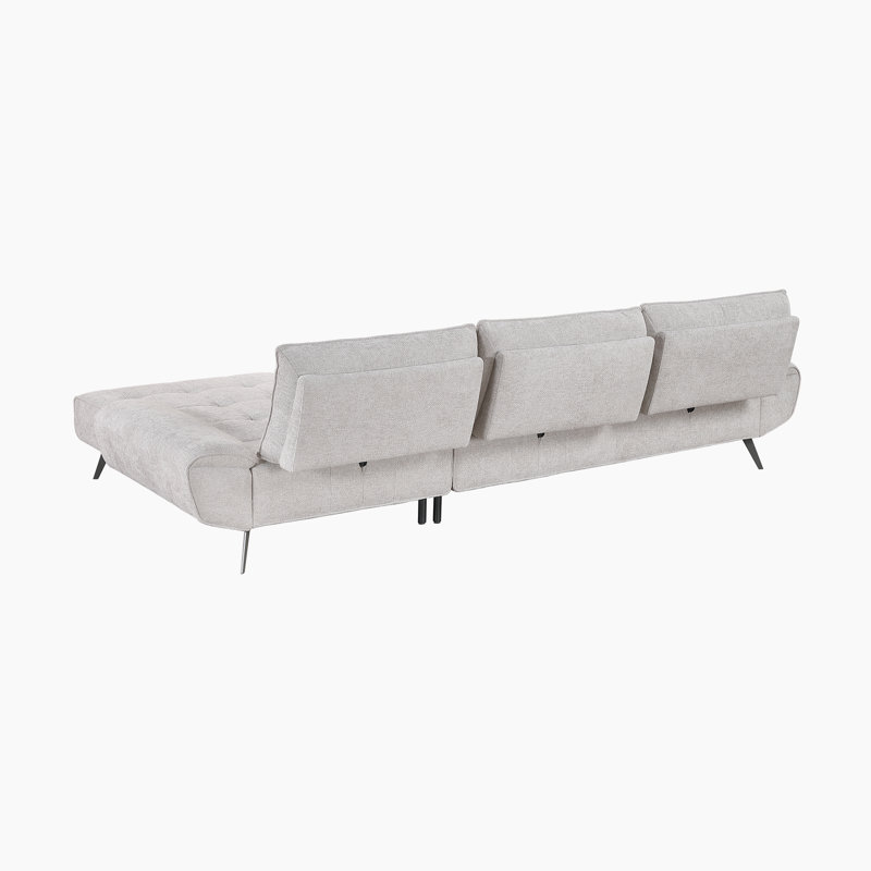 Canapé modulaire en chenille 2 pièces Kenner, Orienté à droite, Chenille gris pâle