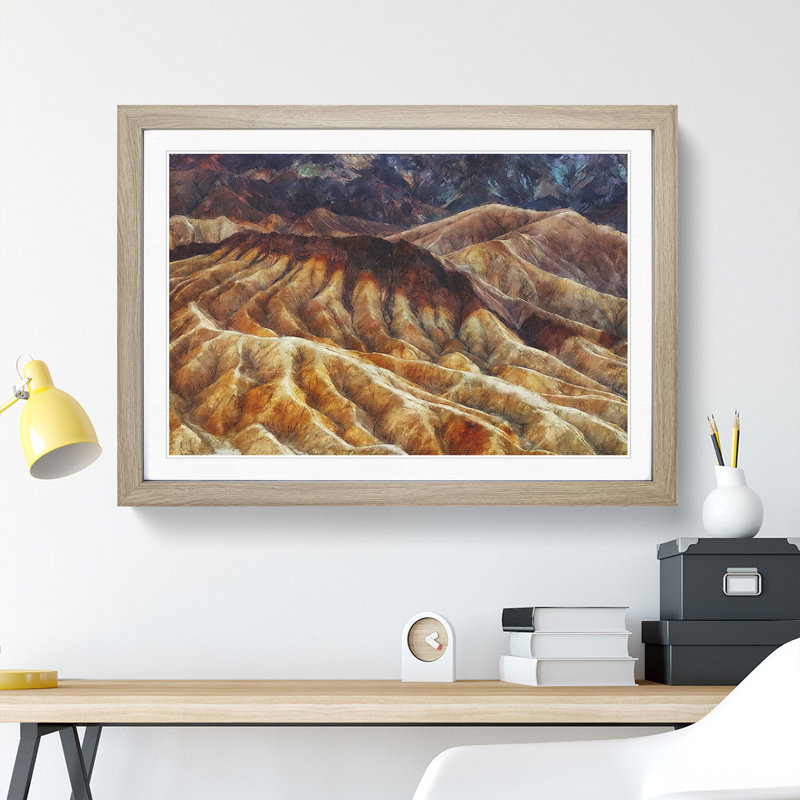 Mountain Erosion in Death Valley Vol.1 - Picture Frame Painting, 36cm H x 48cm W x 2cm D, Oak Framed