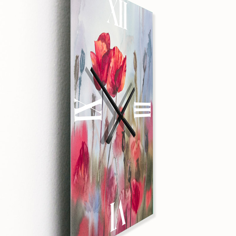 Coquelicots en fleurs dans la prairie - Horloge murale traditionnelle, Petit