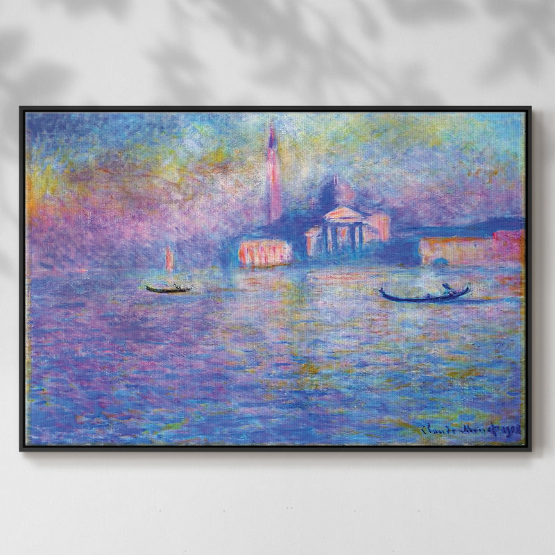 San Giorgio Maggior, 1908 02 - Reproduction sur toile flottante, H 25 po x l 37 po x P 2 po, Noir