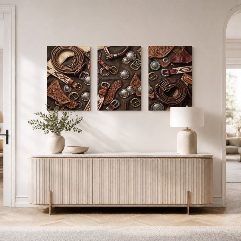 Ensemble de 3 toiles Western, H 18 po x l 12 po x 3 pièces