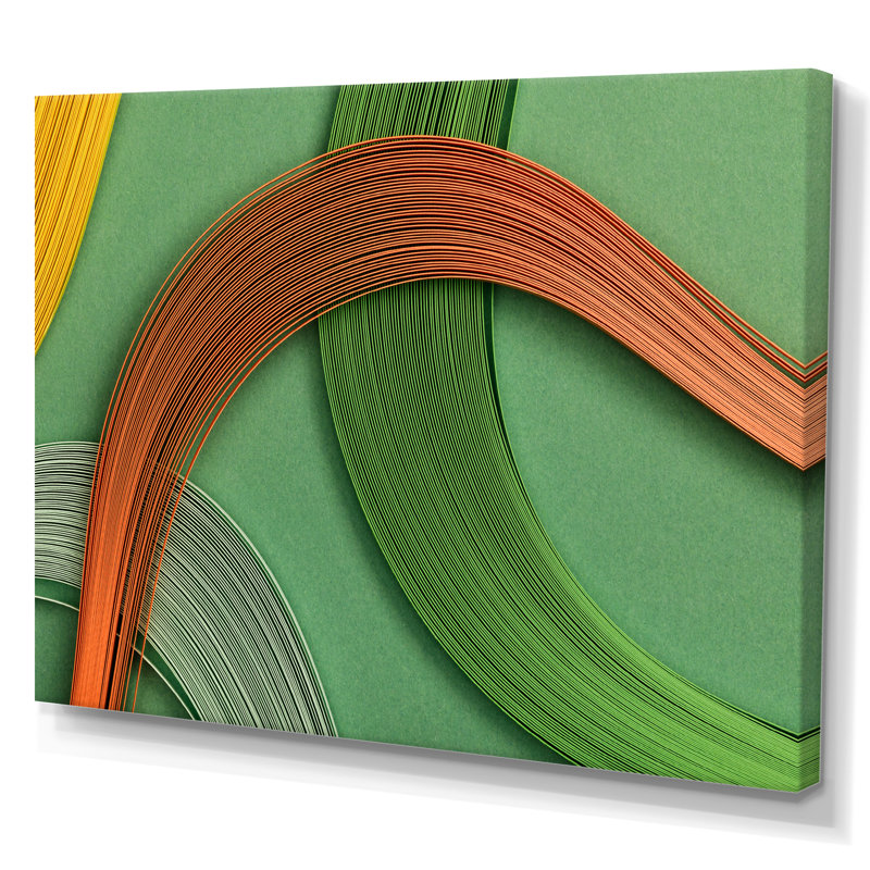 «Fractal Green and Orange Junction II», art mural moderne sur toile, H 8 po x l 12 po x P 1 po, Toile tendue