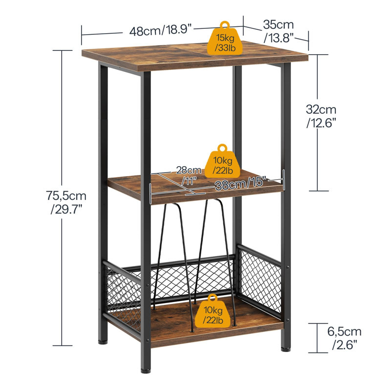 Manufactured Wood,Metal 75.5cm H Media Shelves