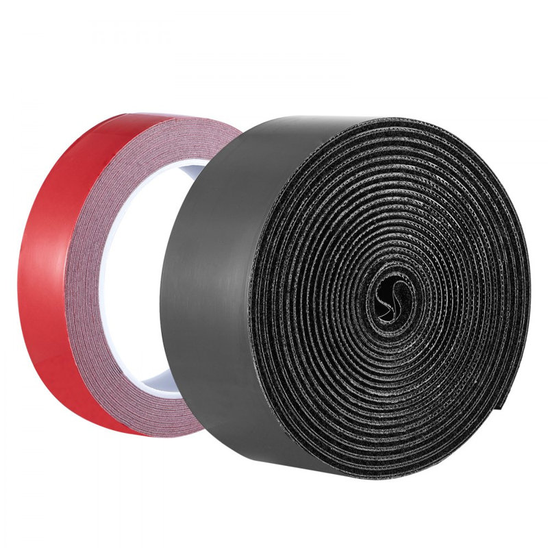 15ft x 2in Hook Loop Tape & 16.4ft x 0.94in Double-Side Strips Black + Red