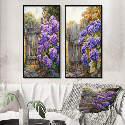 Hortensias d'été par The Farm Fence I - impressions sur toile florales 2 panneaux