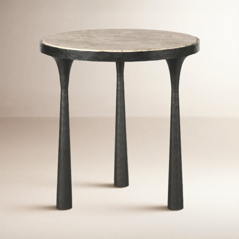 Billings End Table, Fossil Marble Top/Gray Base
