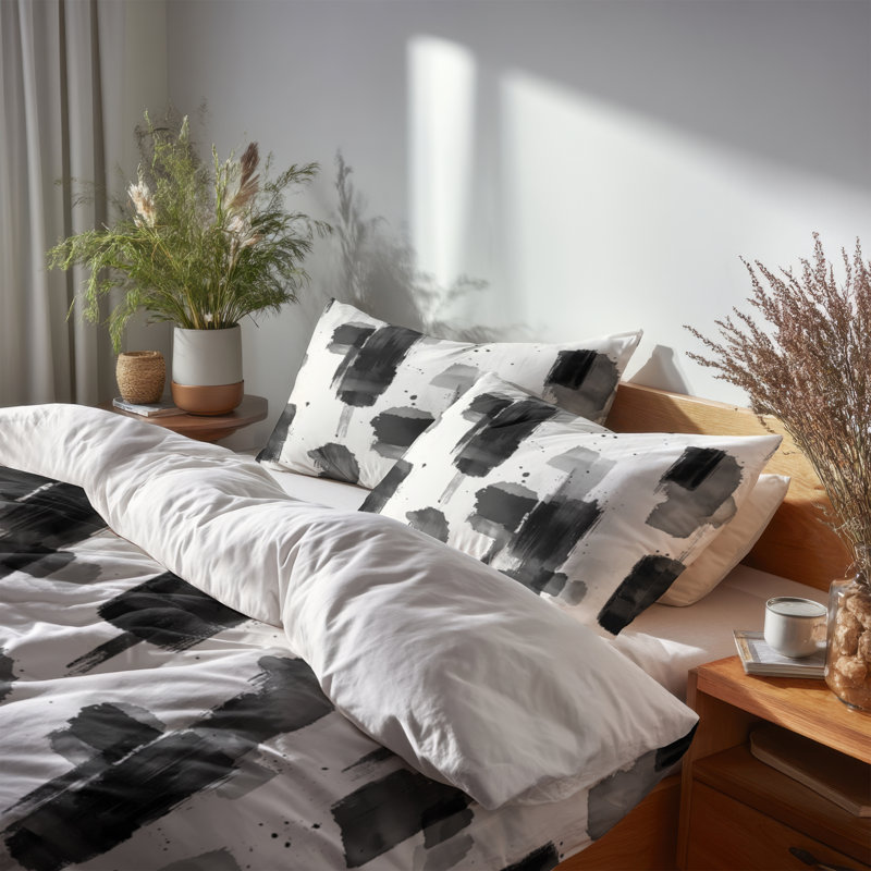 Ensemble de literie et de coussins décoratifs Abstract Modern, Housse de couette grand et 2 taies décoratives