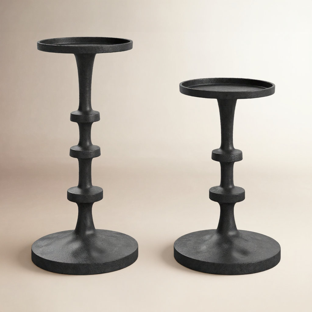 10'' H Aluminum Tabletop Candlestick, Black