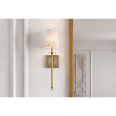 Dewayne 1-Light Metal Wallchiere with Linen Shade