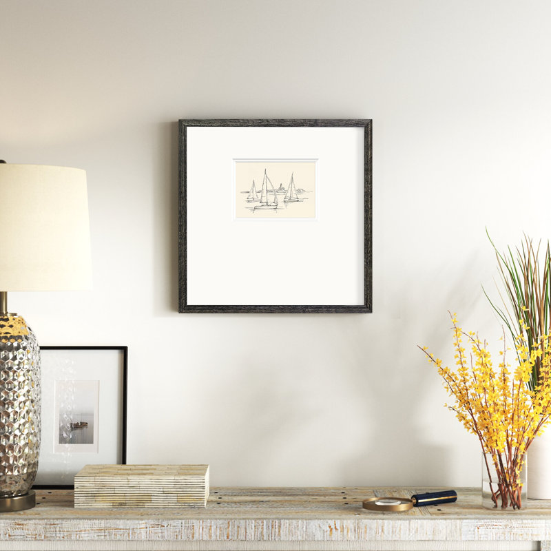 «Coastal Contour S croquis», art mural encadré, H 17 po x l 17 po x P 1,25 po