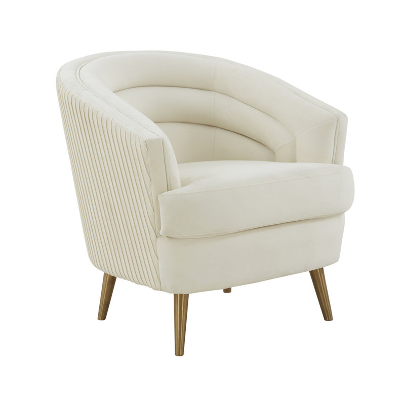 Velvet Barrel Chair, Cream Velvet