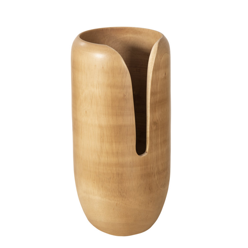 Interval Wood Vase, Brown, 12" H x 6" W x 6" D