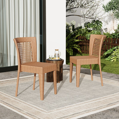 Wanita All Weather Wicker Stackable Dining Side Chairs by Bay Isle Home