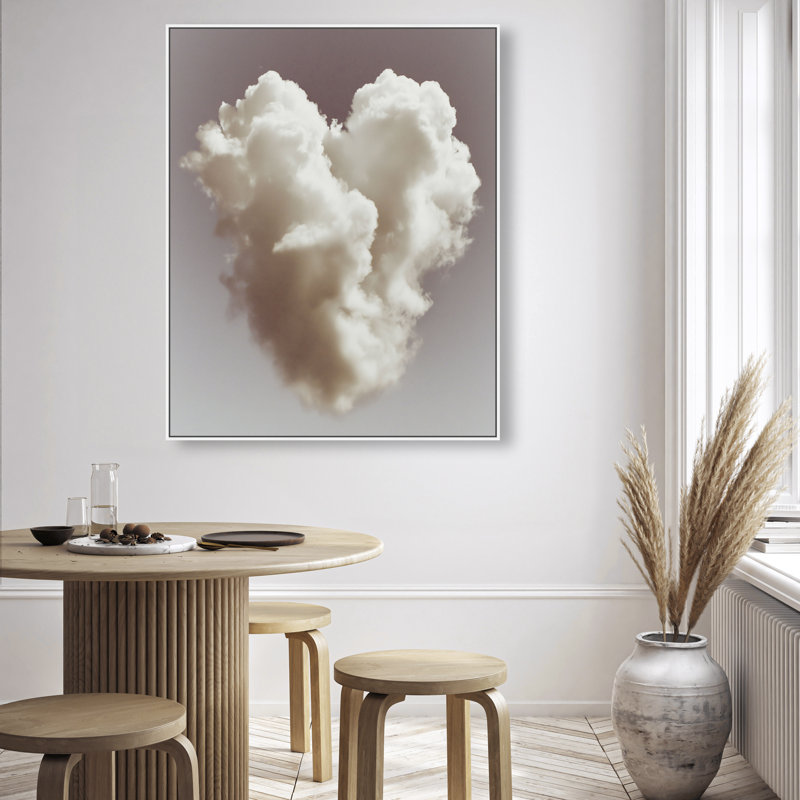 Cloud Love II Graphic Art Canvas, 25"H x 21"W, White Floater Frame