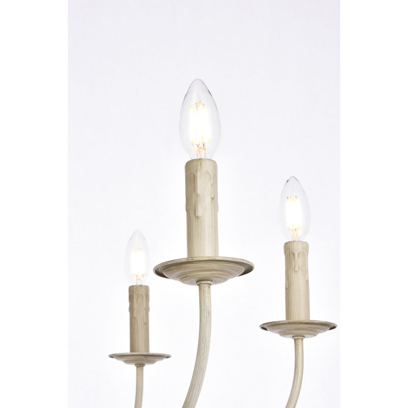 Lustre classique à 6 lumières de style bougie Nola, H 89 po x l 26 po x P 26 po, Colombe délavée
