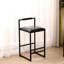 Paire de tabourets de bar noirs: hauteur de comptoir avec support pour le dos, revêtement en cuir synthétique, repose-pieds inclus, structure en métal robuste pour la salle à manger 2 tabourets: siège, repose-pieds, bureaux élégants-610225633