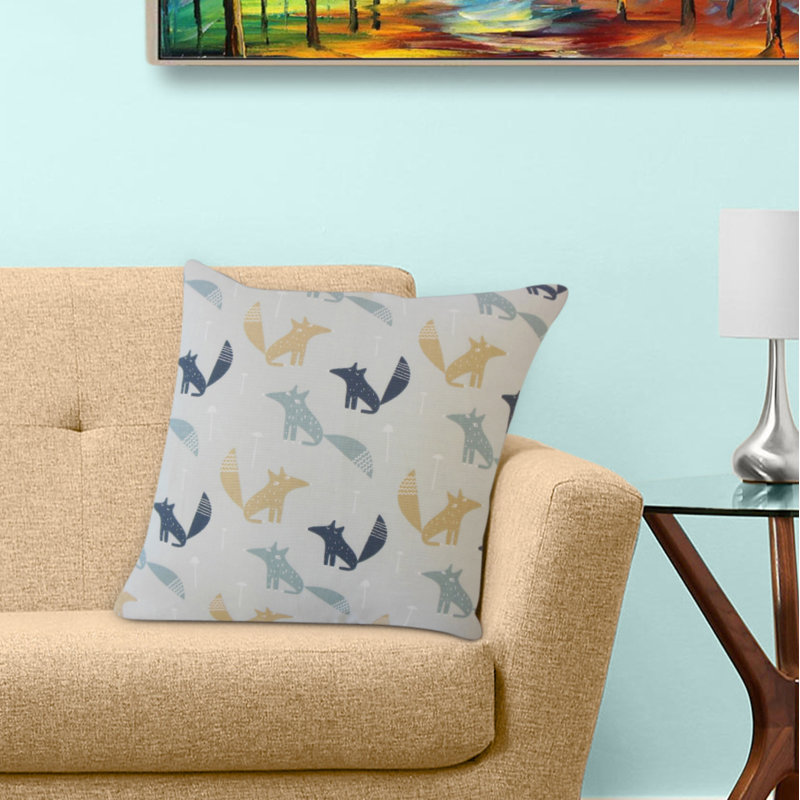 Coussin Maeryn, 20 po x 20 po, Beige / bleu, Coussin décoratif