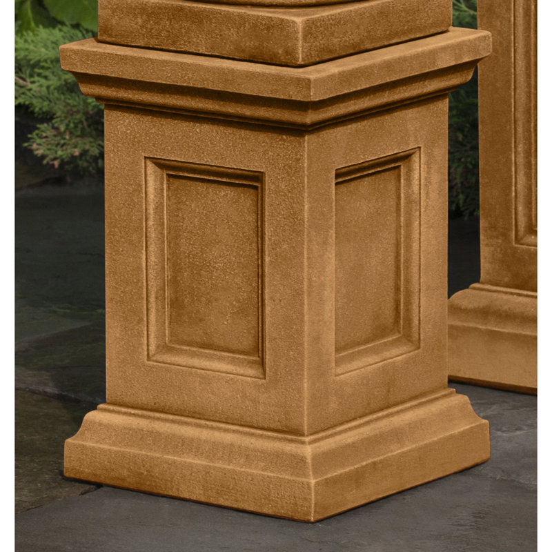 Handcrafted Abstract Pedestal, Travertine, 14'' H x 9.5'' W x 9.5'' D