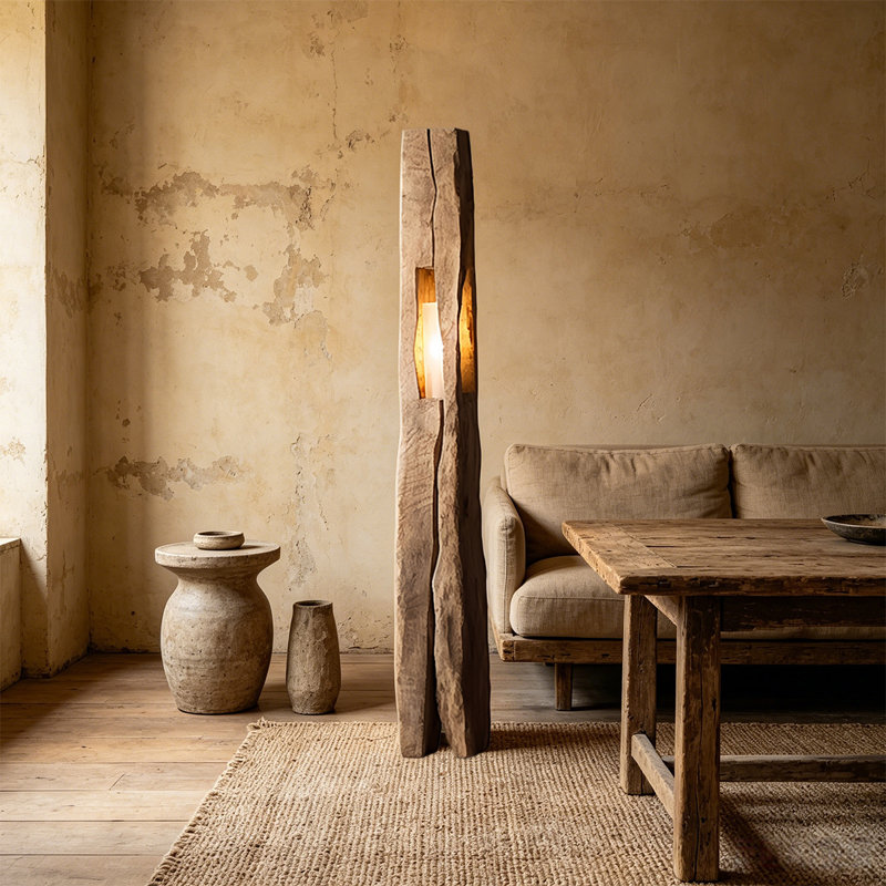 Brown Acrylic+Solid Wood Free Form Floor Lamps