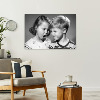 1950S Boy And Girl Arguing Head To Head Classic Retro Vintage Wall Art