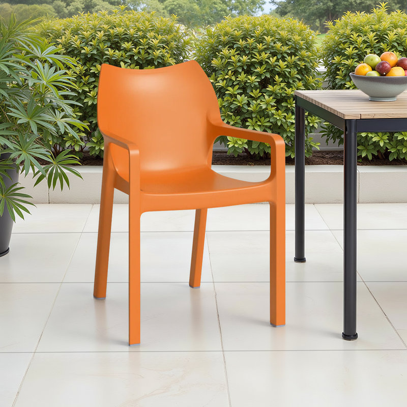 Adrian Stacking Patio Dining Armchair, Orange