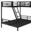 Lit simple superposé simple avec lit mezzanine simple avec bureau, métal, noir