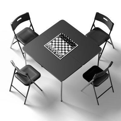5-Piece Card Folding Table Set, HDPE Tabletop with Steel Legs, Portable Dining Table Set for Indoor, Outdoor