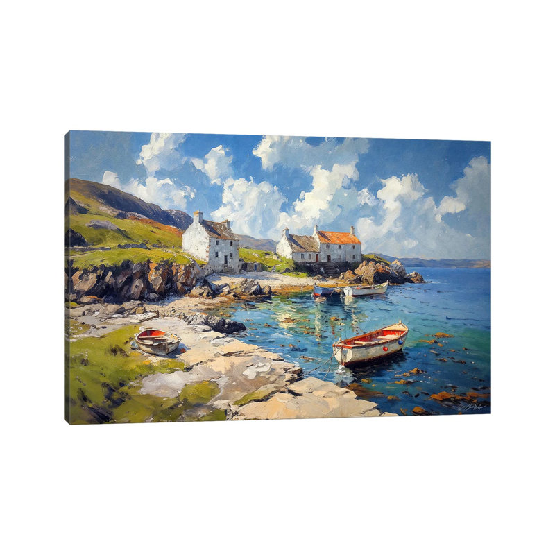 Island Harbor - reproduction d'art murale encadrée, H 12 po x l 18 po, Toile tendue, Ne s’applique pas