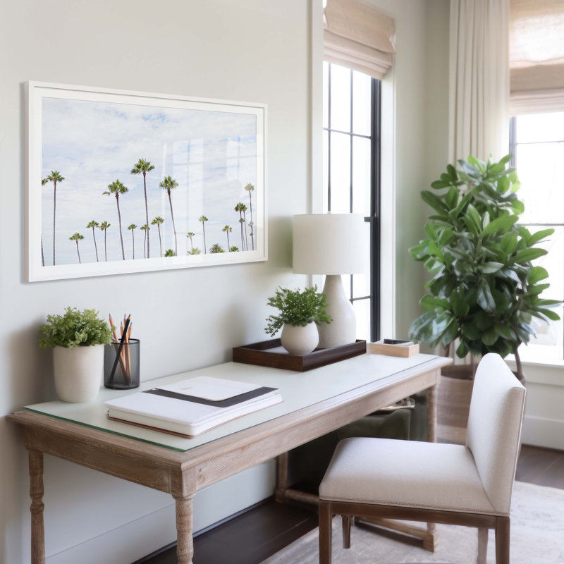Montecito Palms Print by Carly Tabak, 25" W x 18" H, White Wood