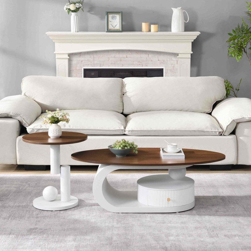 Ensemble de 2 tables basses gigognes, Blanc