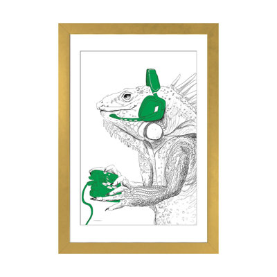 «I-guana Game All Day», reproduction d'art murale, papier d'art encadré