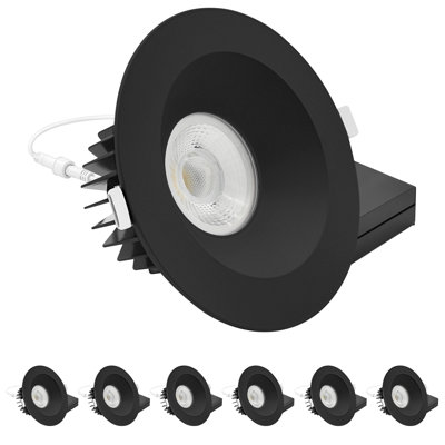 Luminaire encastré à DEL luxueux de 6 pouces avec bordure noire ronde LUXRITE, 22 W, 1 800 lm, 5 TCC, faisceau de 60 °, intensité variable, Twist-N-Lock, CRI90, ETL