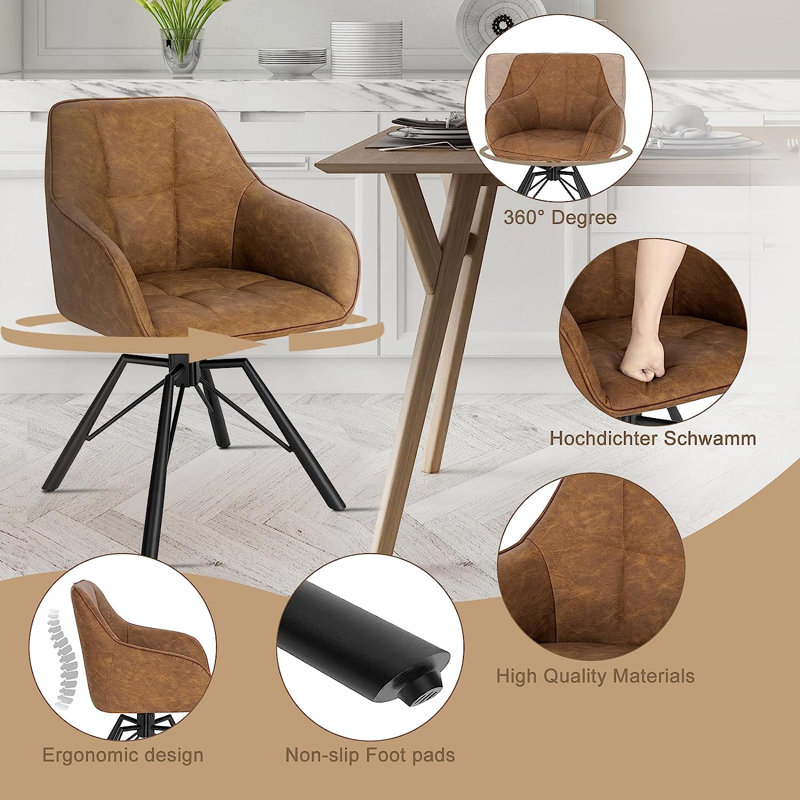 Holcombe 48cm H Upholstered Full Back Armchair, Light Brown