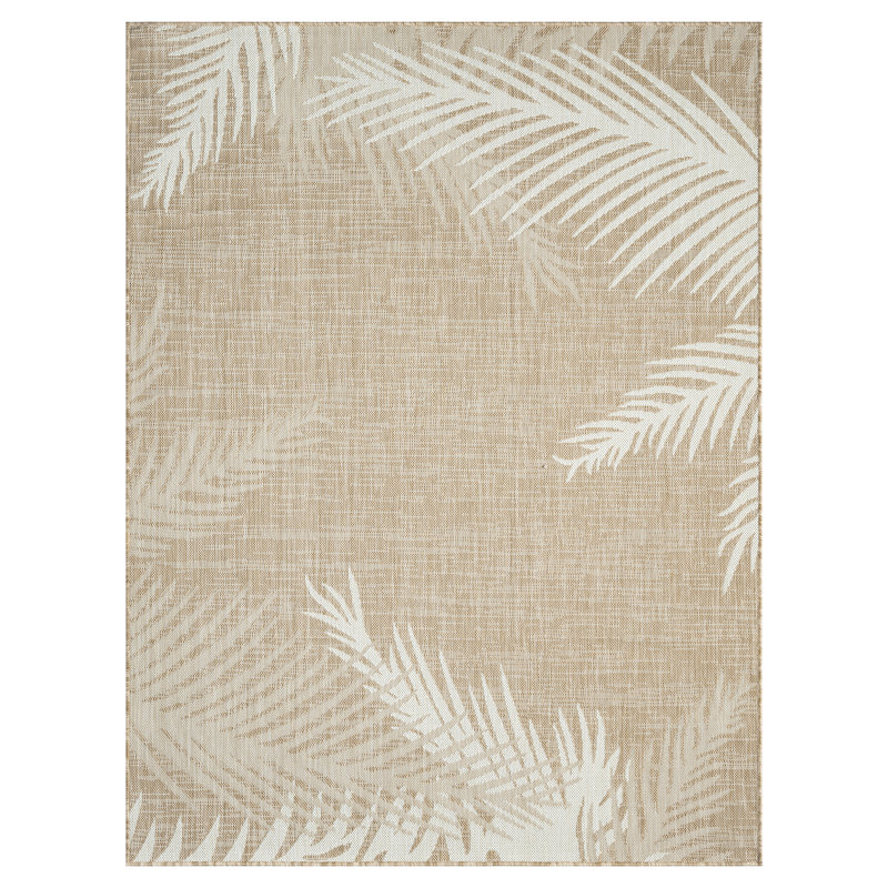 Anajah Beige/Ivory Coastal Palm Leaf Indoor/Outdoor Area Rug, Rectangle 7'9" x 9'5"