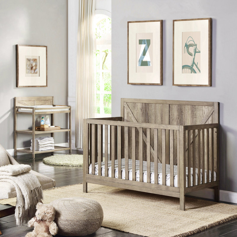Barnside 4In1 Convertible Crib Washed Gray, Châtaigne