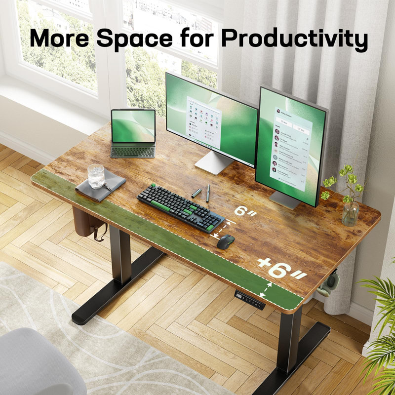 Electric Standing Desk With One-Piece Desktop, Adjustable Height Desk With 4 Memory Presets, Office & Gaming Desk For Home, 2-Package Shipment